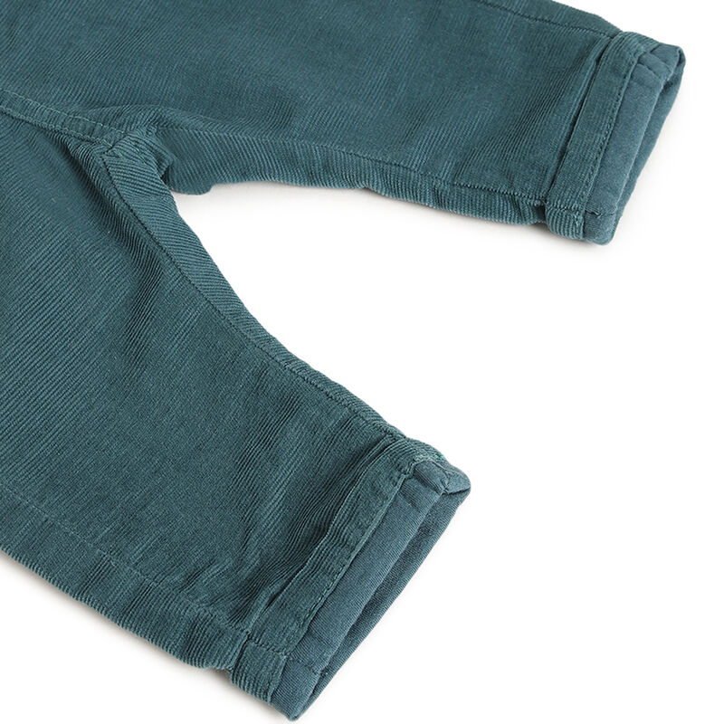 Boys Dark Green Solid Long Trousers image number 3